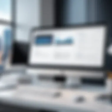 Modern Workspace with Document Proofing Software An innovative workspace showcasing document proofing software in action