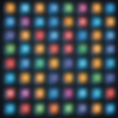 Business Functions Software Icons Illustration showing various software icons representing different business functions