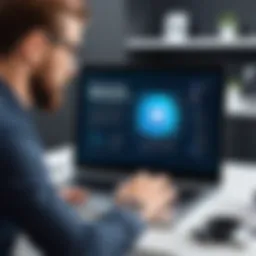 Showcasing a brand manager's website on a laptop