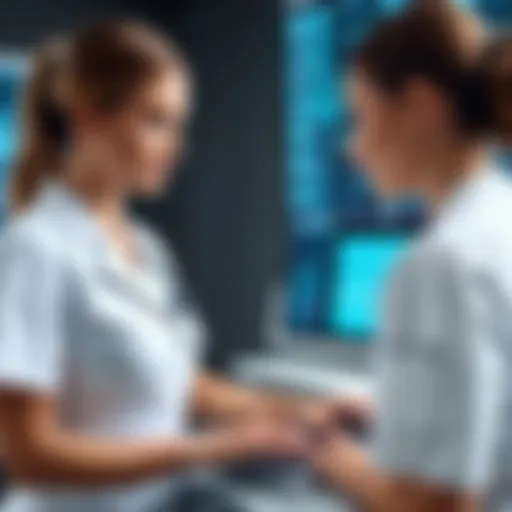 Nurse interacting with an electronic charting system