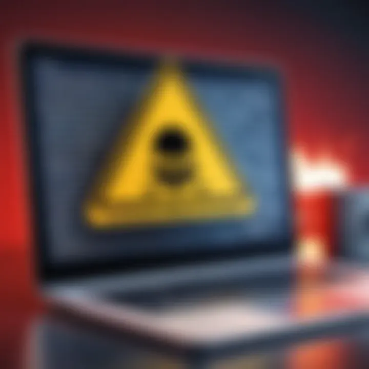 A caution sign illustrating online threats to email