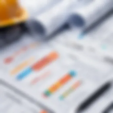 Cost Analysis in Civil Projects Construction site with detailed cost analysis chart