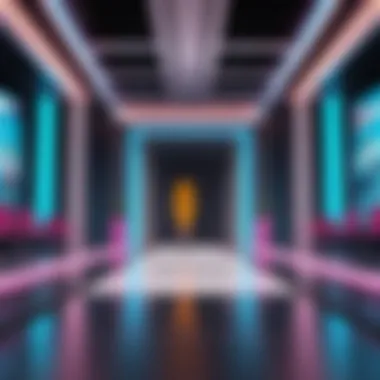 Virtual Fashion Runway in Blender A vibrant virtual fashion runway showcasing Blender designs