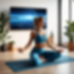 A serene yoga environment with digital devices