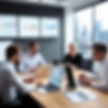Collaborative Strategy Development Team brainstorming session in a modern office
