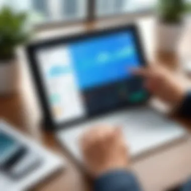 User-Friendly Finance App Interface User interacting with personal finance management app on a tablet