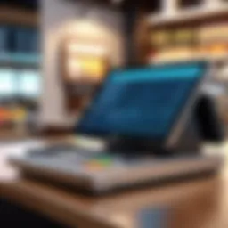 Modern point of sale terminal in a restaurant setting