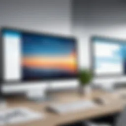 A modern office workspace with a digital calendar on a computer screen