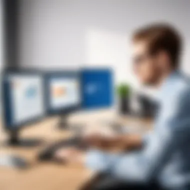 User Engaging with Microsoft Office User working on a project using Microsoft Office tools
