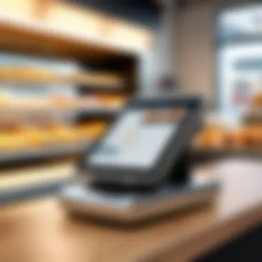 Modern POS Terminal in Bakery A sleek POS terminal set up in a bakery environment.