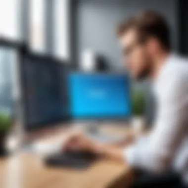 Reviewing Software Options Business owner reviewing software options