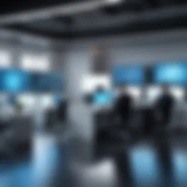 Futuristic Training Technologies A futuristic office environment with advanced training technologies