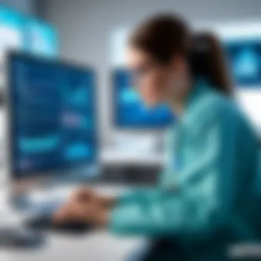 A healthcare professional analyzing patient data on a computer