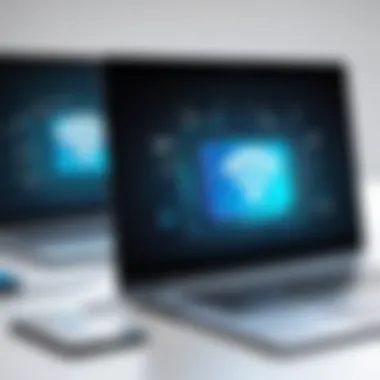Wi-Fi File Transfer Visual representation of Wi-Fi file transfer between laptops