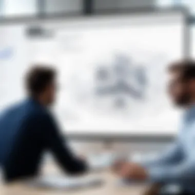 Collaboration in Wireframe Review Collaborative review session with professionals discussing wireframes